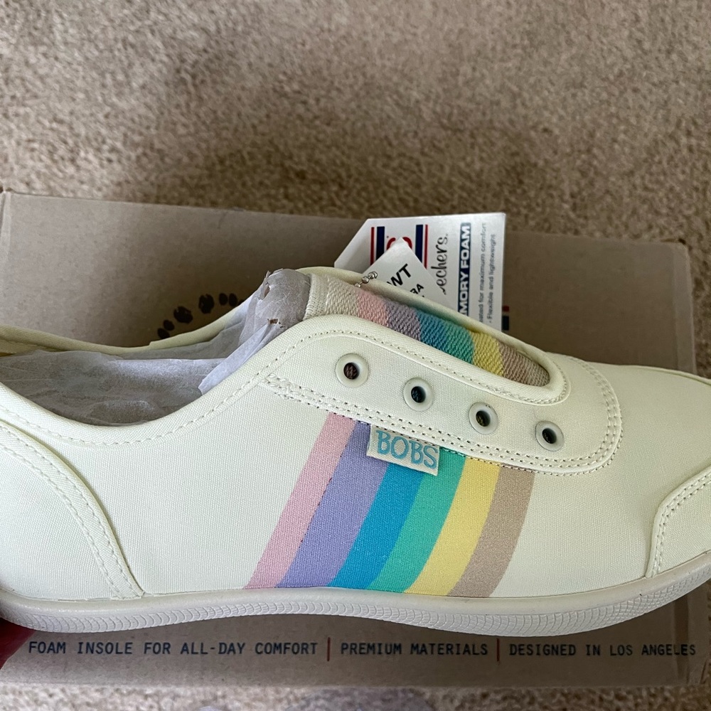 NWT Bobs by Skechers Retro Pastel Rainbow Sneakers